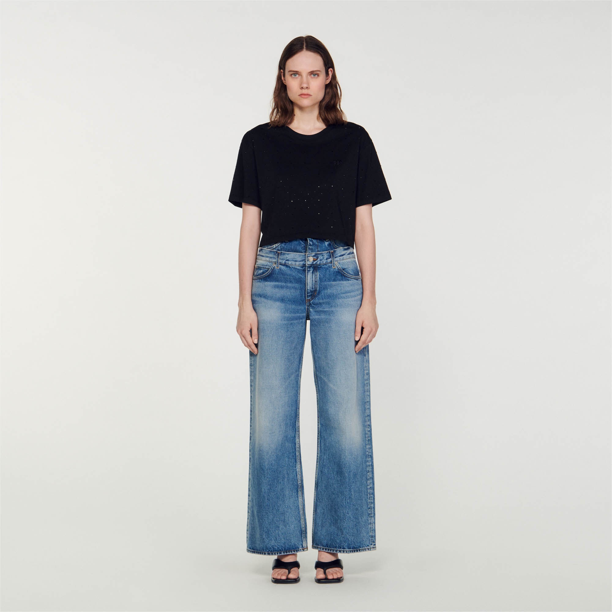 CROPPED T-SHIRT WITH RHINESTONES - 3