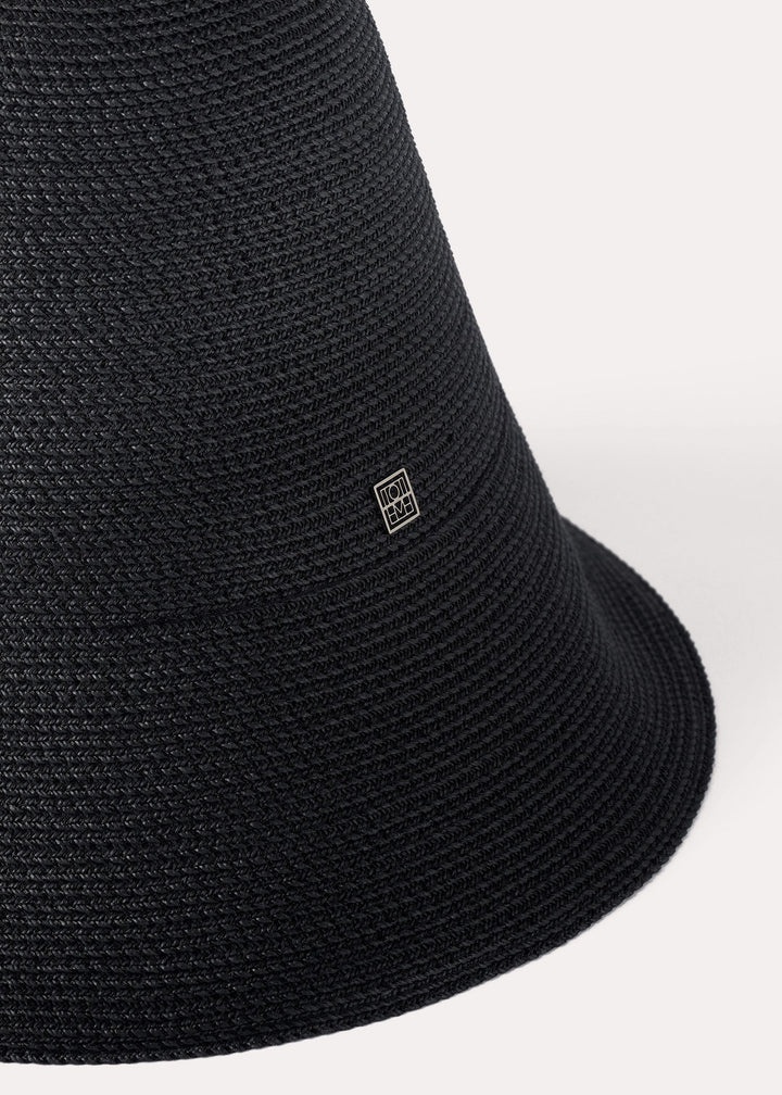 Woven paper straw hat black - 5