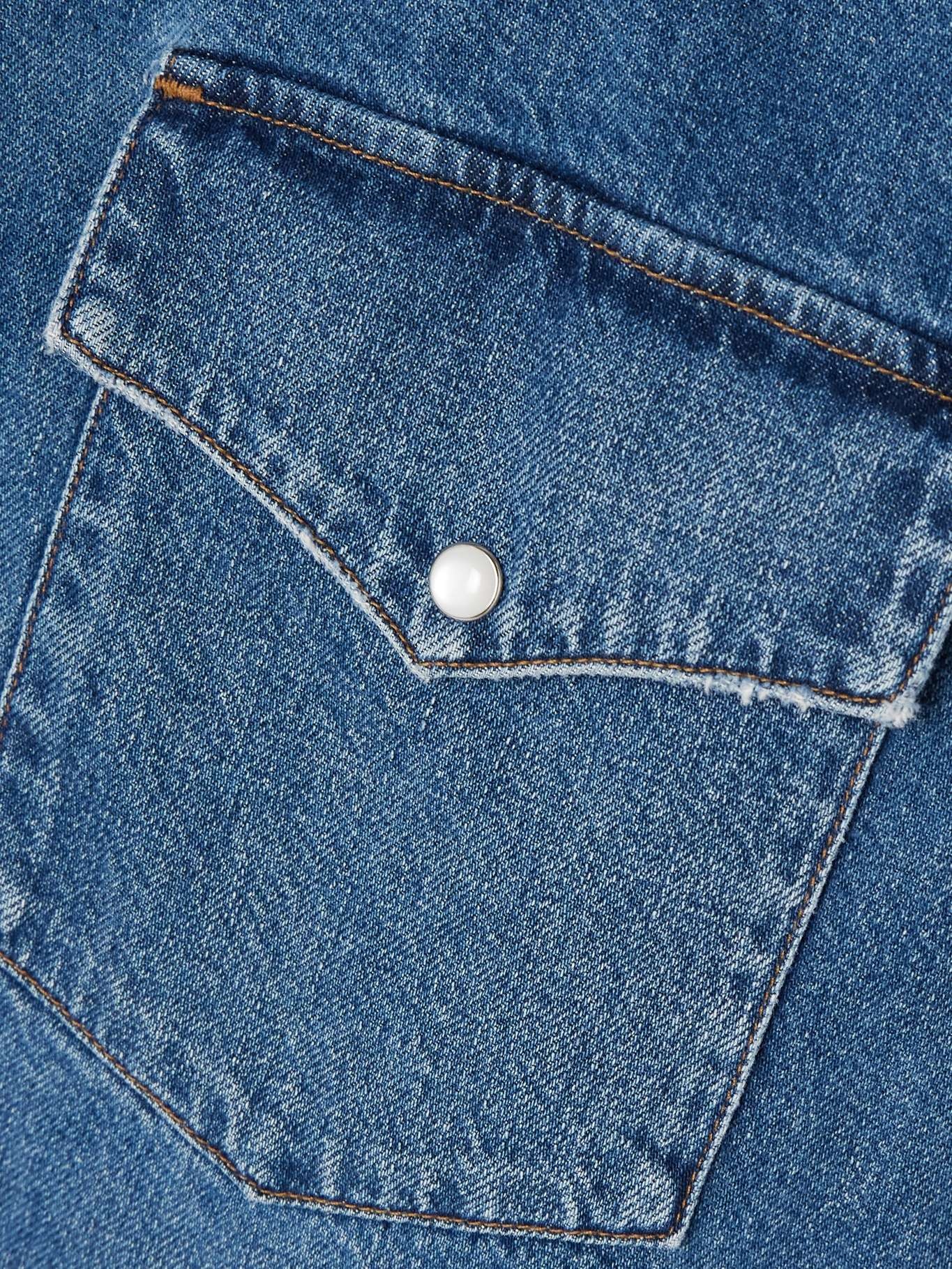 Cropped Western denim shirt Mid denim - 4