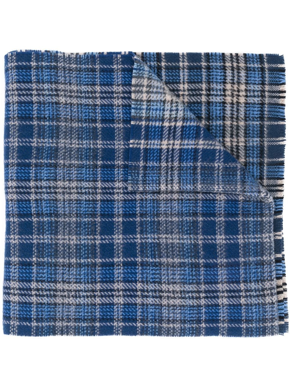 checked logo-print scarf - 1