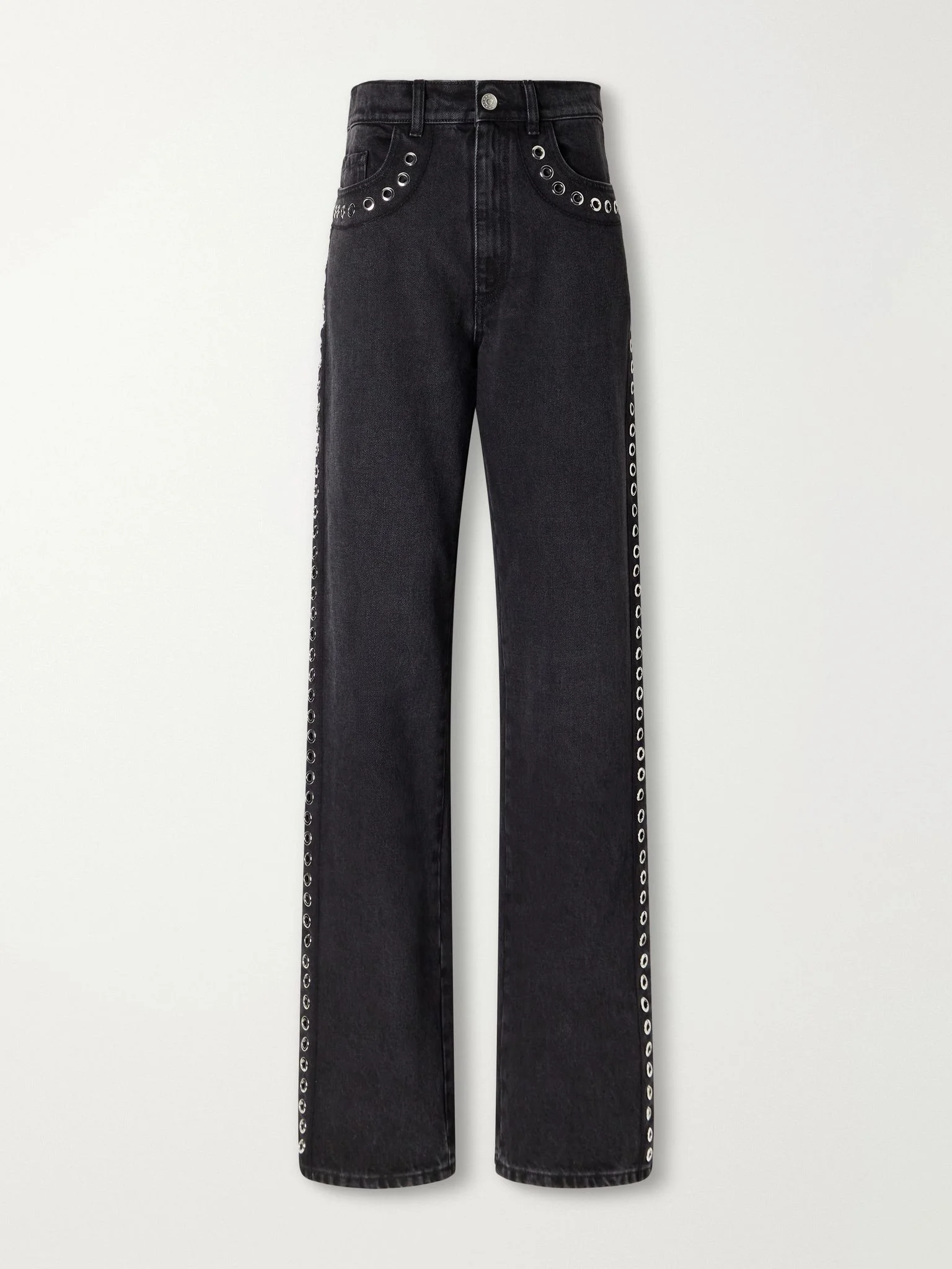 Embellished mid-rise straight-leg jeans Black - 1