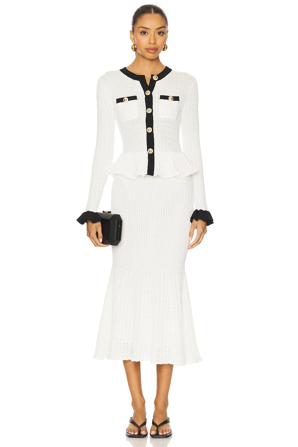 Knit Contrast Midi Dress - 1