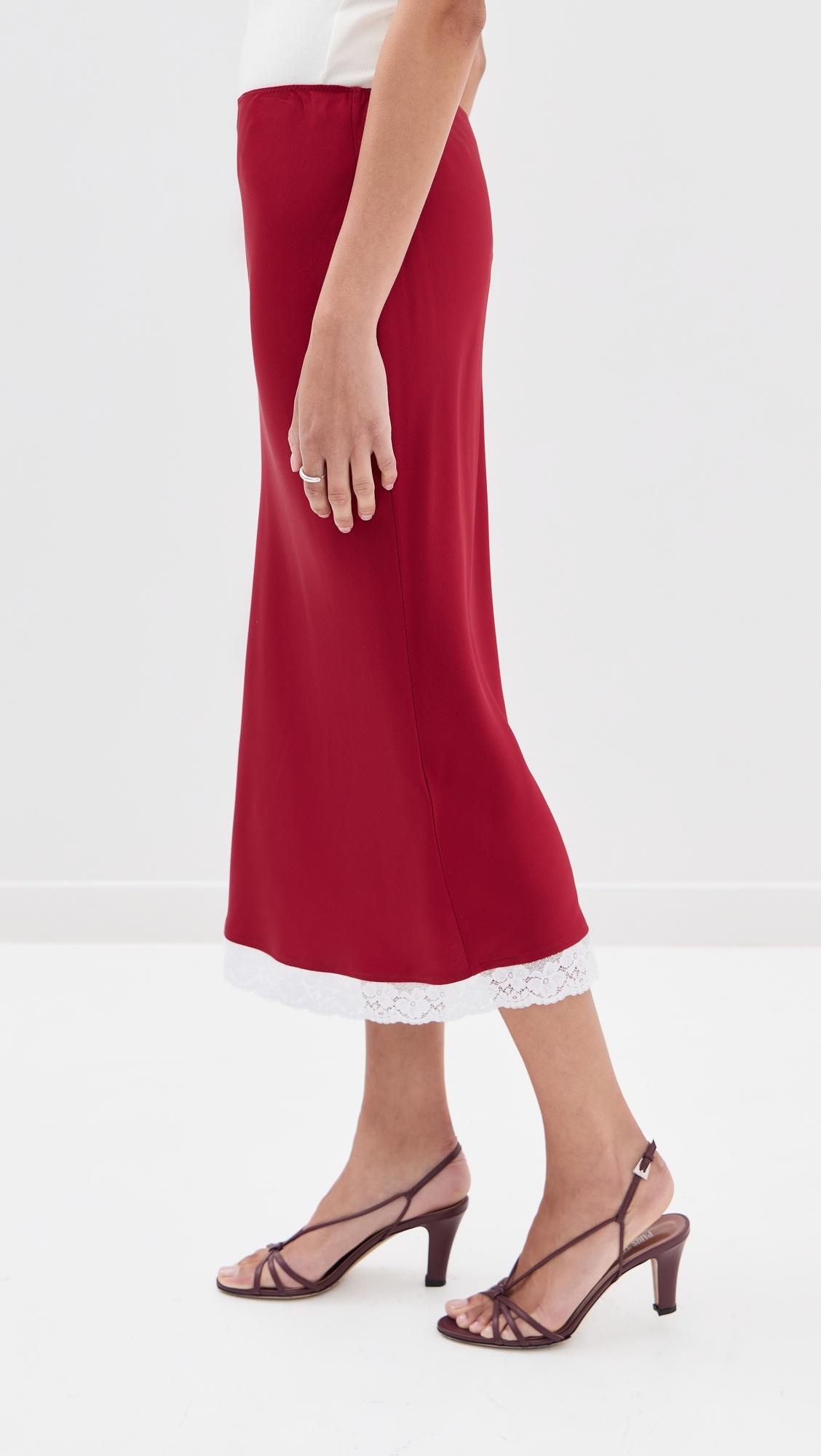 Lace Trim Slip Skirt - 4
