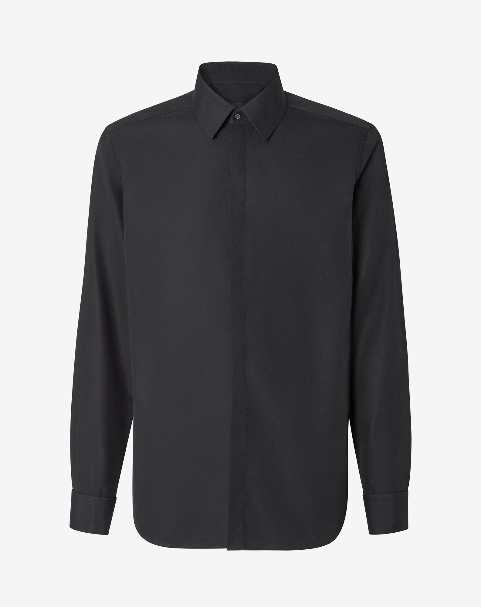 Black cotton poplin evening shirt - 1