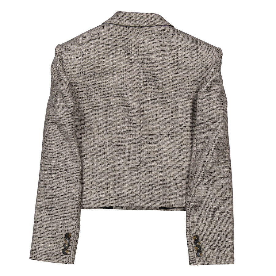 Stella McCartney Beige Double-Breasted Cropped Boxy Blazer - 7