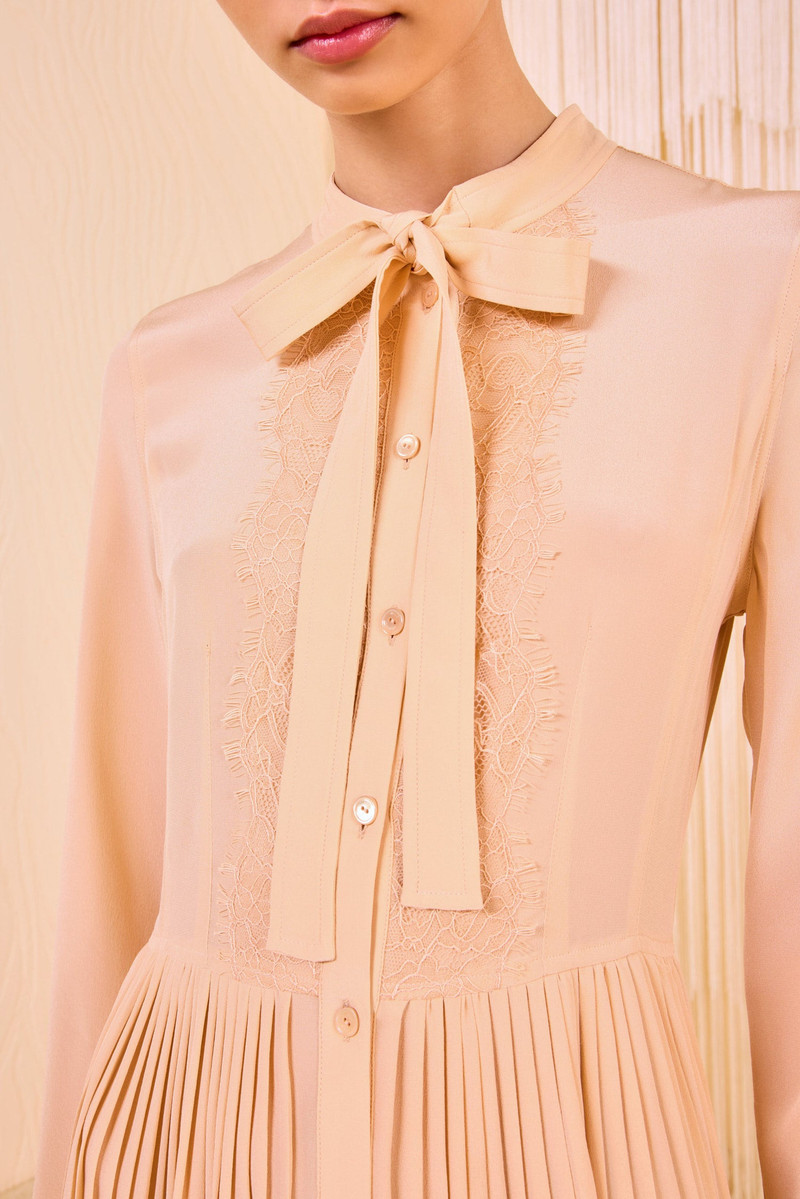 ULLA JOHNSON Aviana Long Sleeve Pleated Shirt Dress outlook