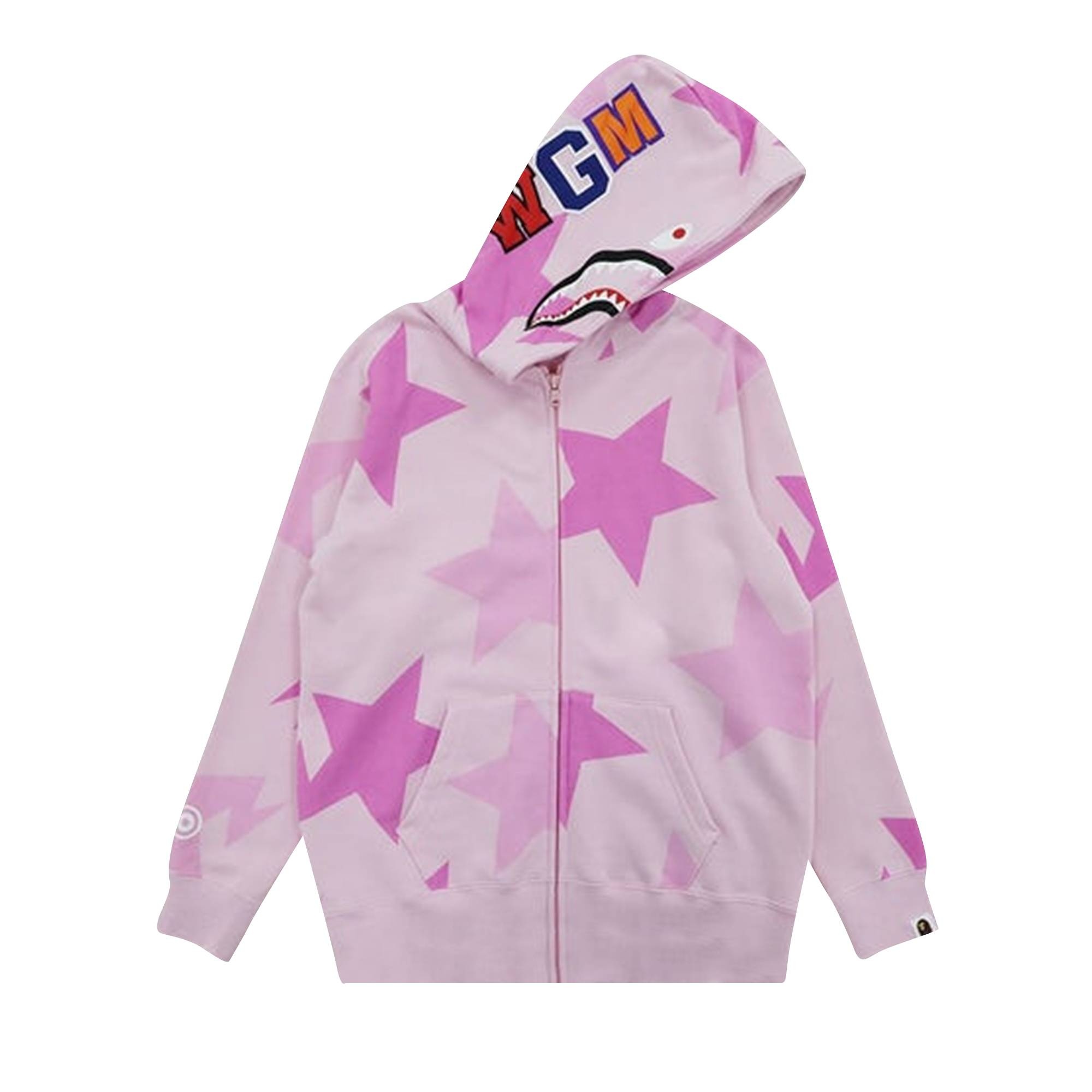 BAPE Sta Pattern Shark Full Zip Hoodie 'Pink' - 1