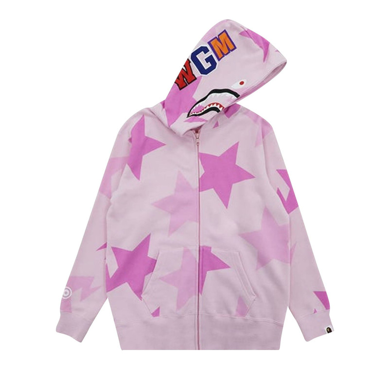 BAPE Sta Pattern Shark Full Zip Hoodie 'Pink' 1
