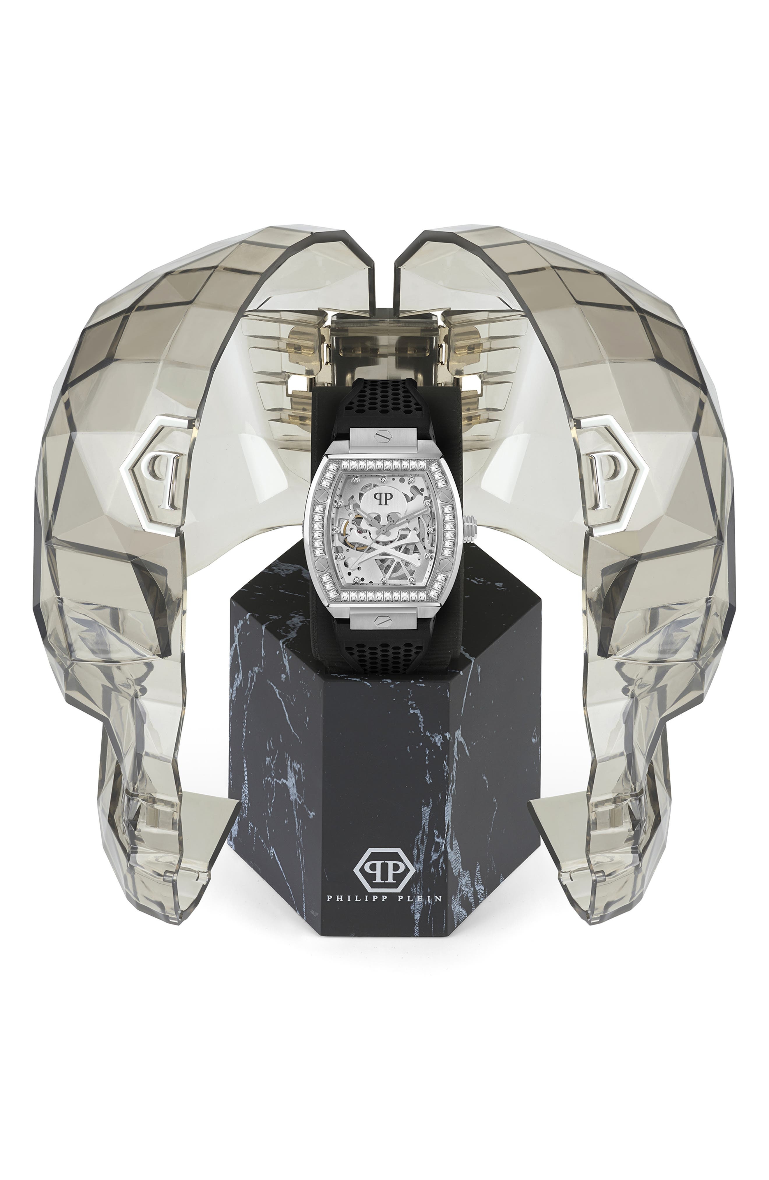 The Skeleton Silicone Strap Watch, 44mm - 4