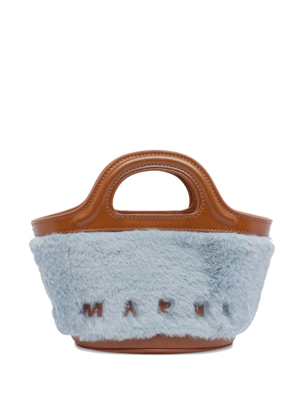 Tropicalia leather-trimmed fur clutch bag - 2
