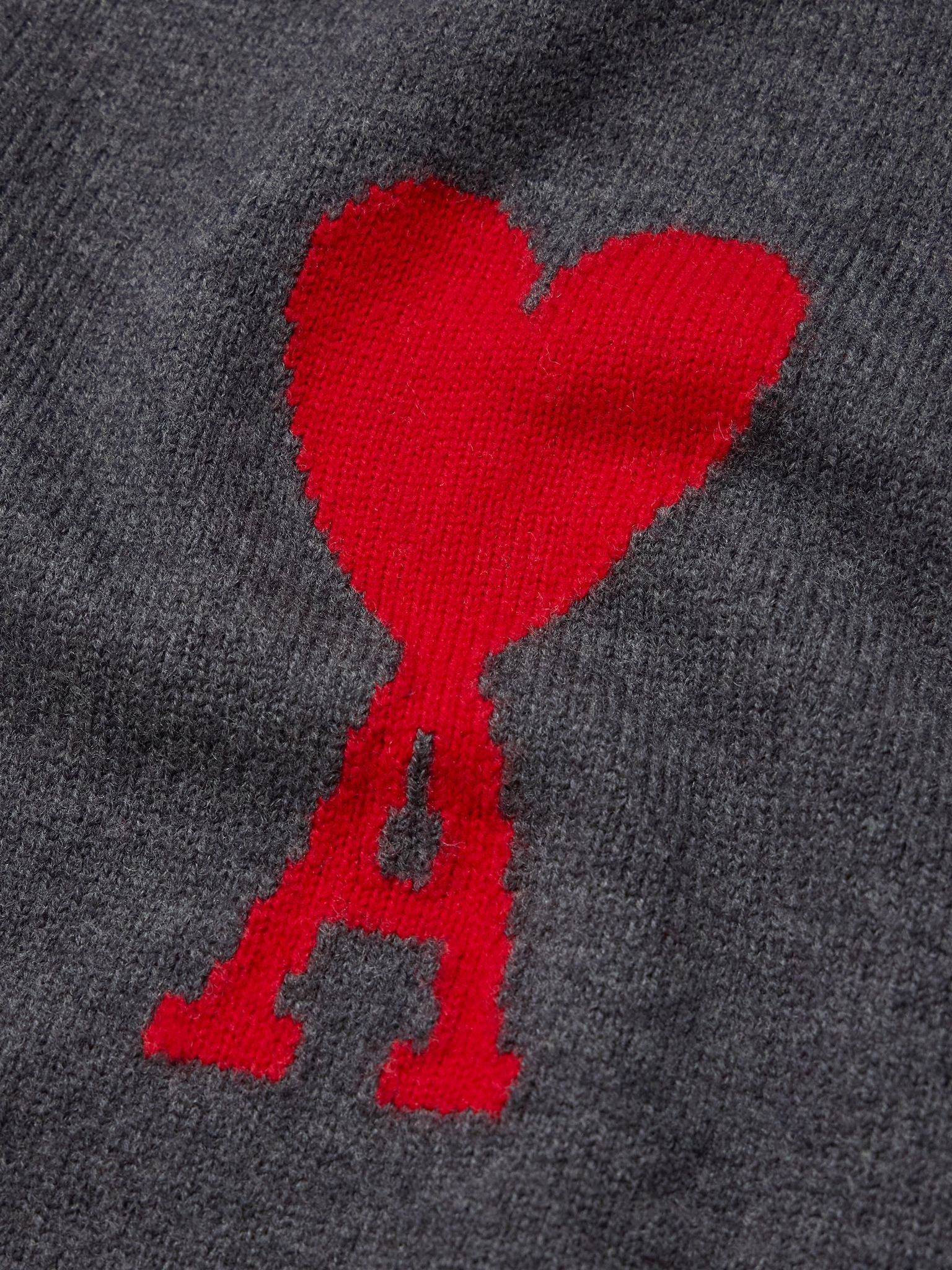 Logo-Intarsia Virgin Wool Sweater Gray - 4