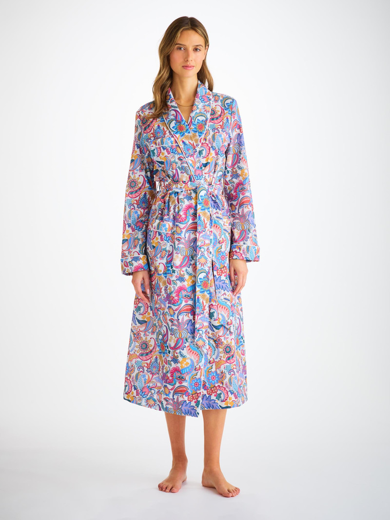 Derek Rose Women's Robe Cotton Batiste Multi Jungle Paisley Print outlook