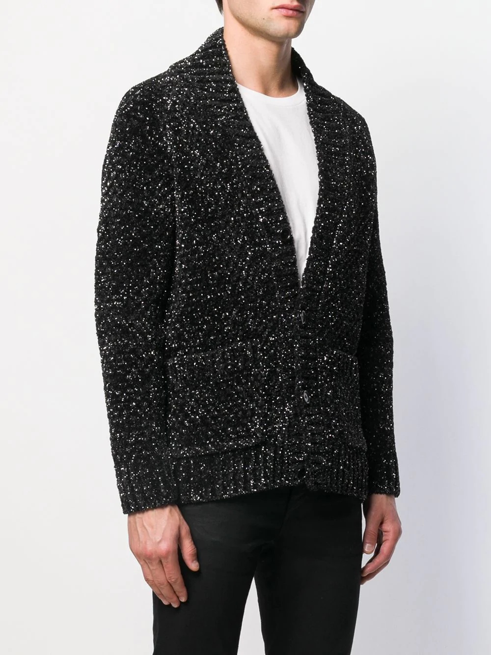 glitter effect V-neck cardigan - 3