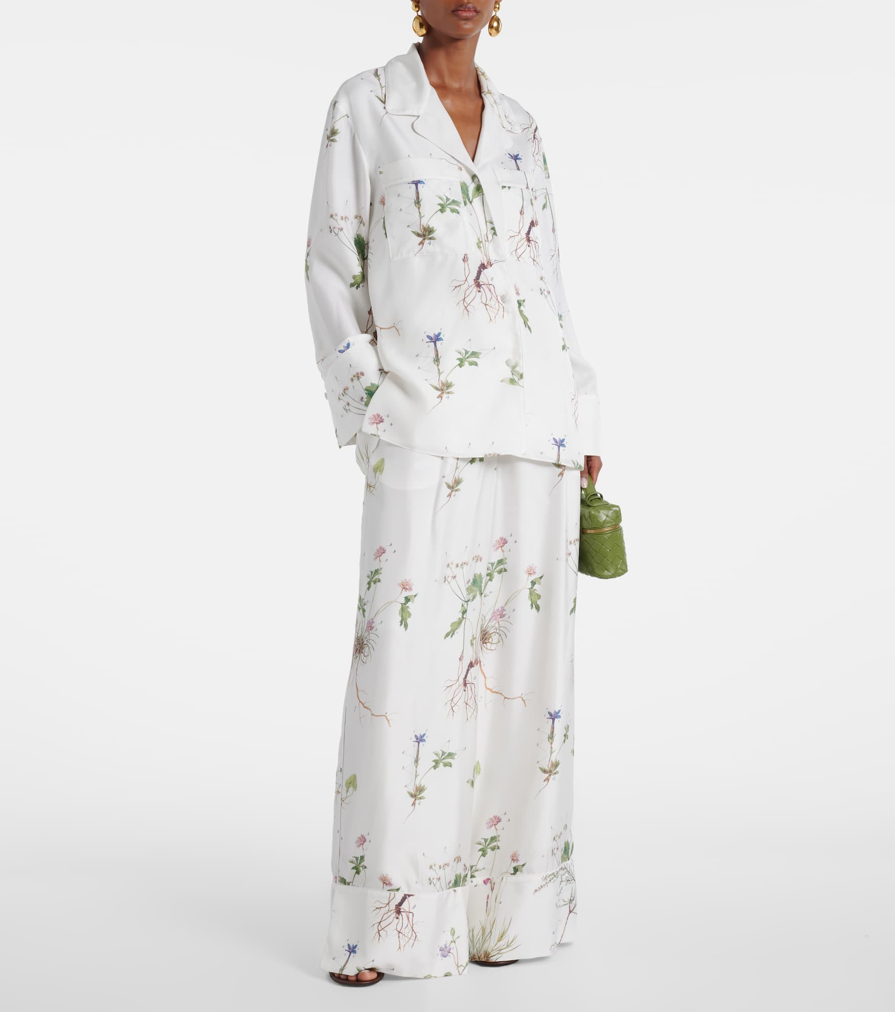 Floral printed silk wide-leg pants - 2