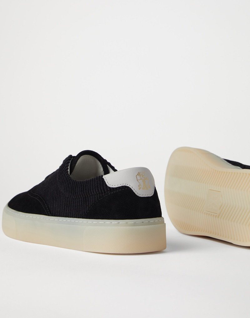 Washed suede and techno corduroy sneakers 3