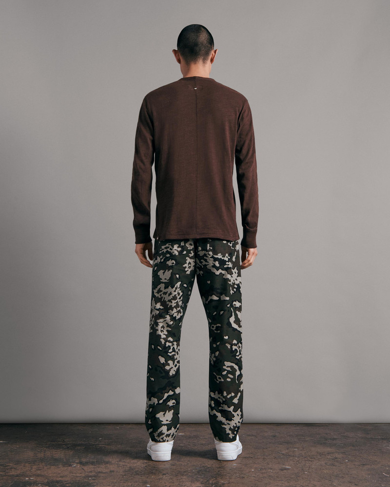 Classic Flame Long Sleeve Henley Cotton T-Shirt 5