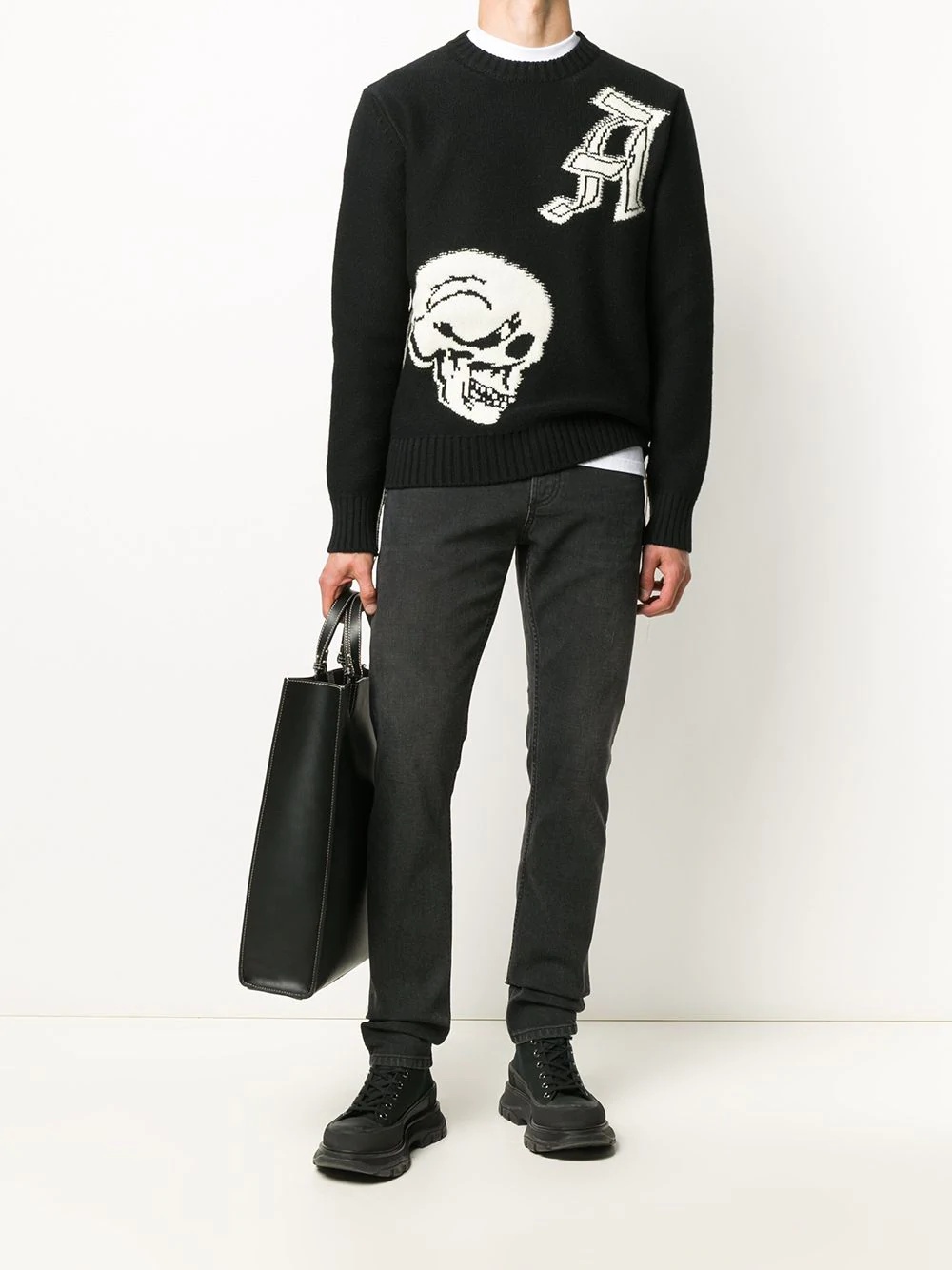 skull crew neck jumper - 2