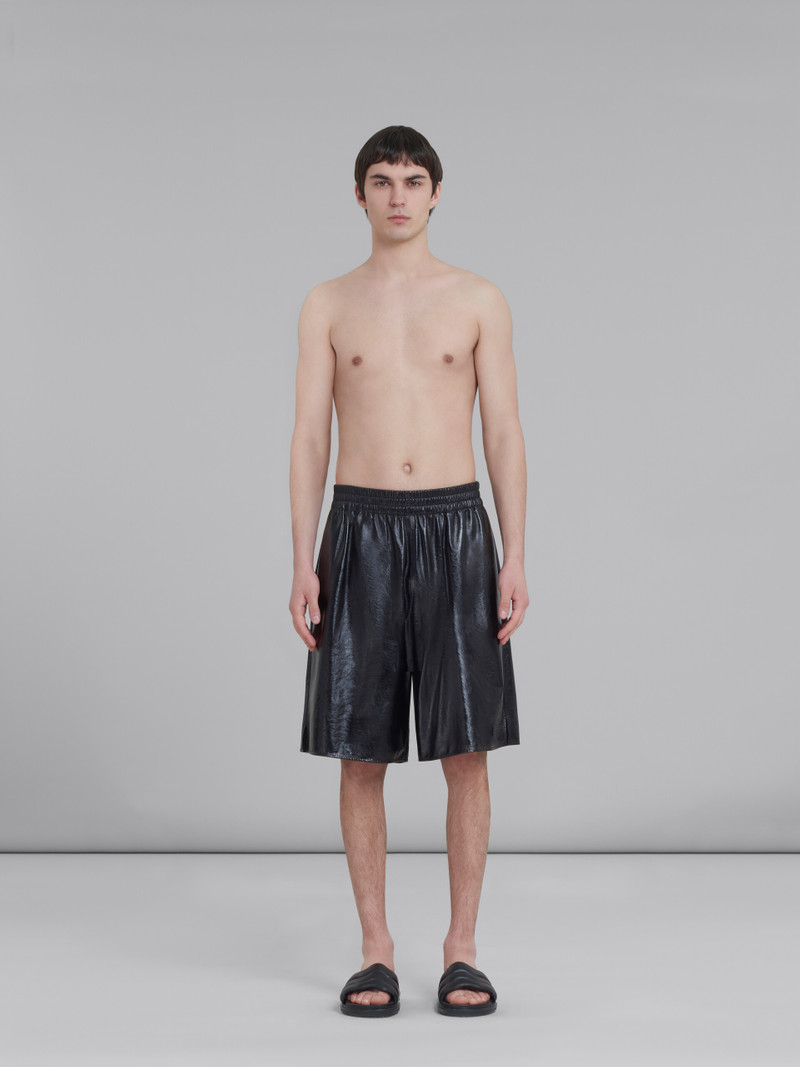 Marni BLACK BERMUDA SHORTS IN ULTRALIGHT NAPLAK LEATHER outlook
