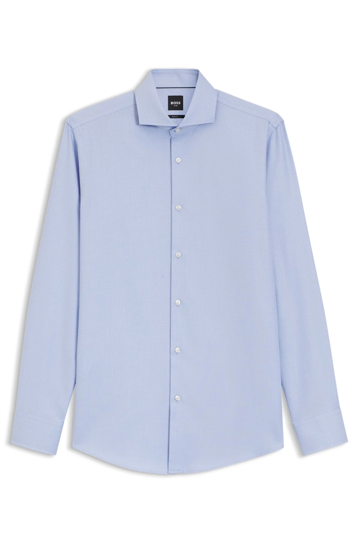 SLIM-FIT SHIRT IN STRUCTURED WRINKLE-FREE COTTON - 1