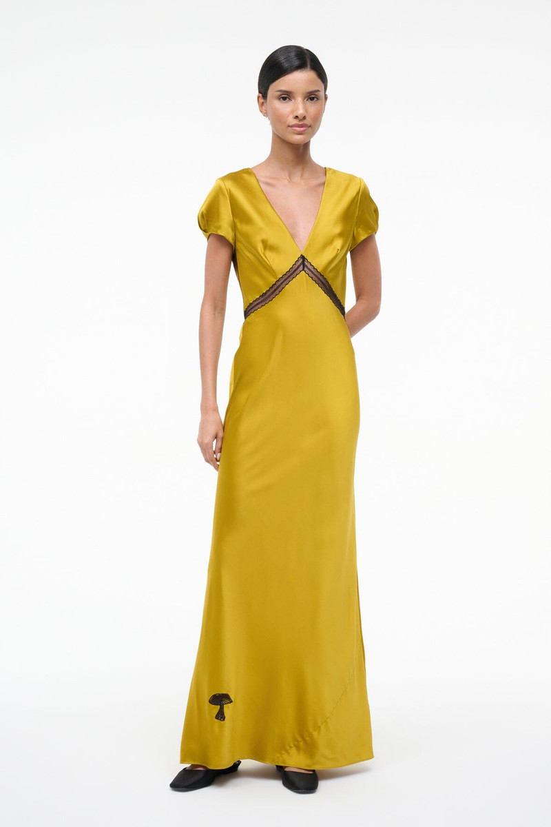 STAUD SAB SILK DRESS TURMERIC 1