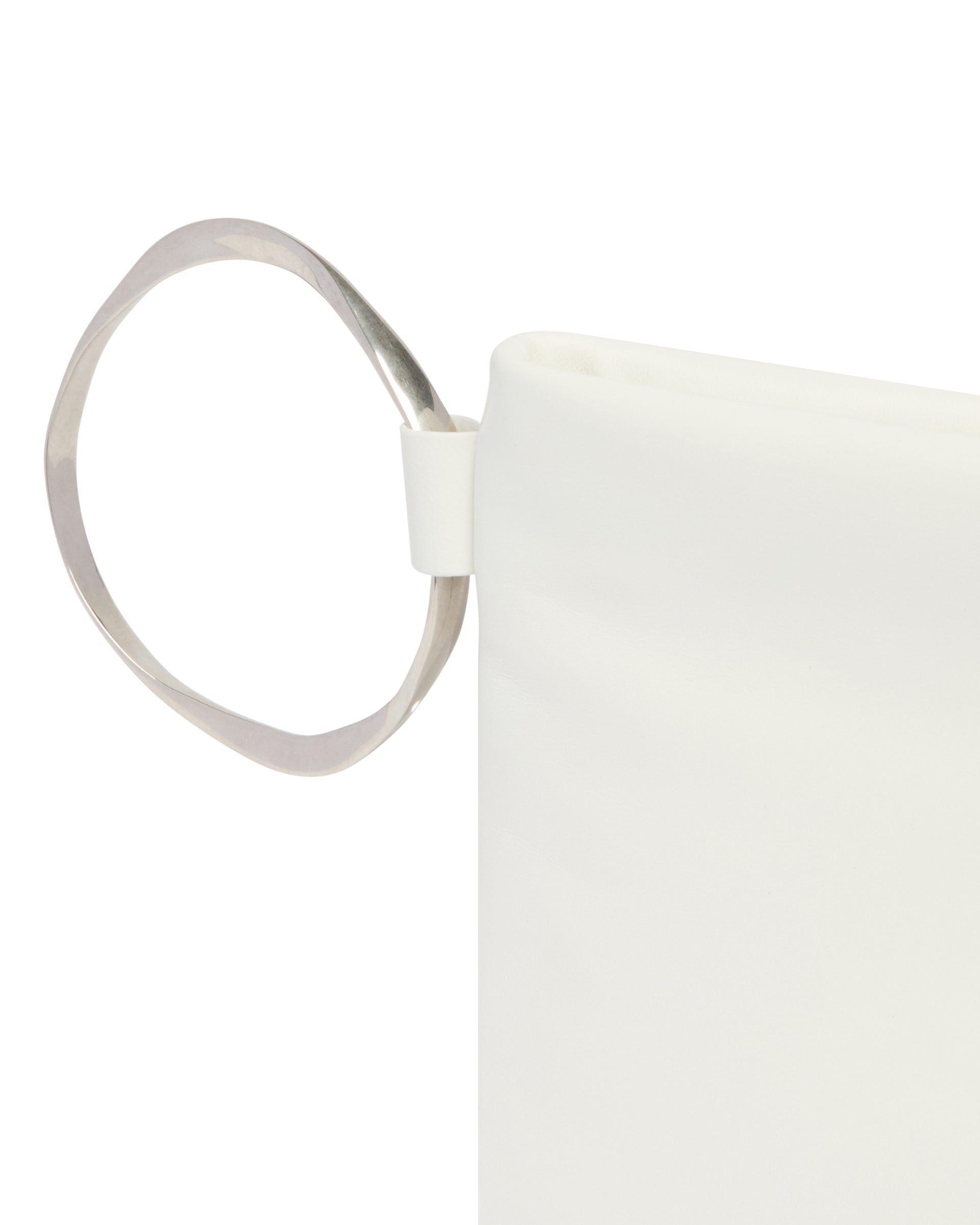 White Leather Clutch with Bracelet - 5