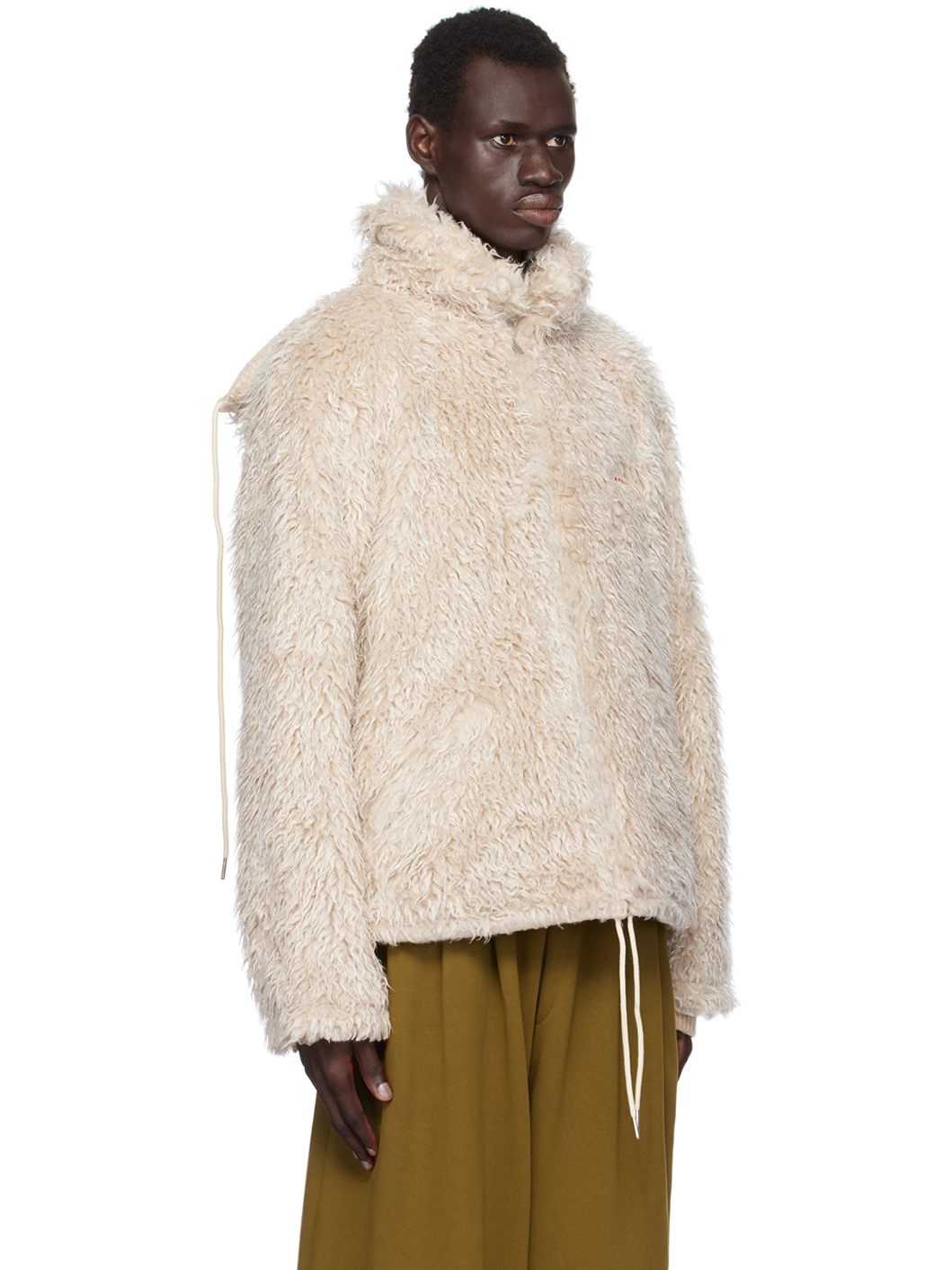 Beige Shaggy Faux-Fur Jacket - 2