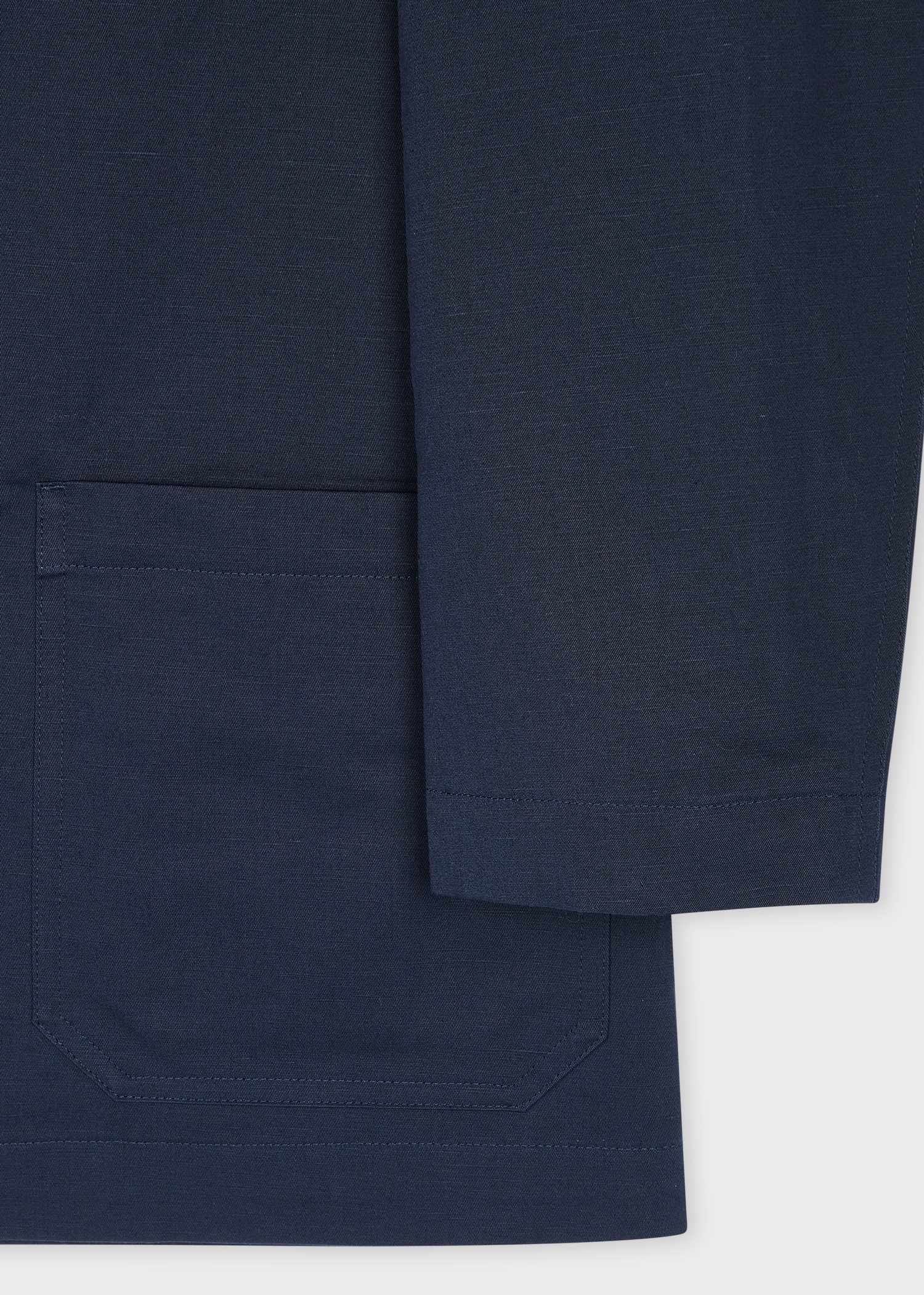 Navy Cotton-Linen Twill Work Jacket - 3