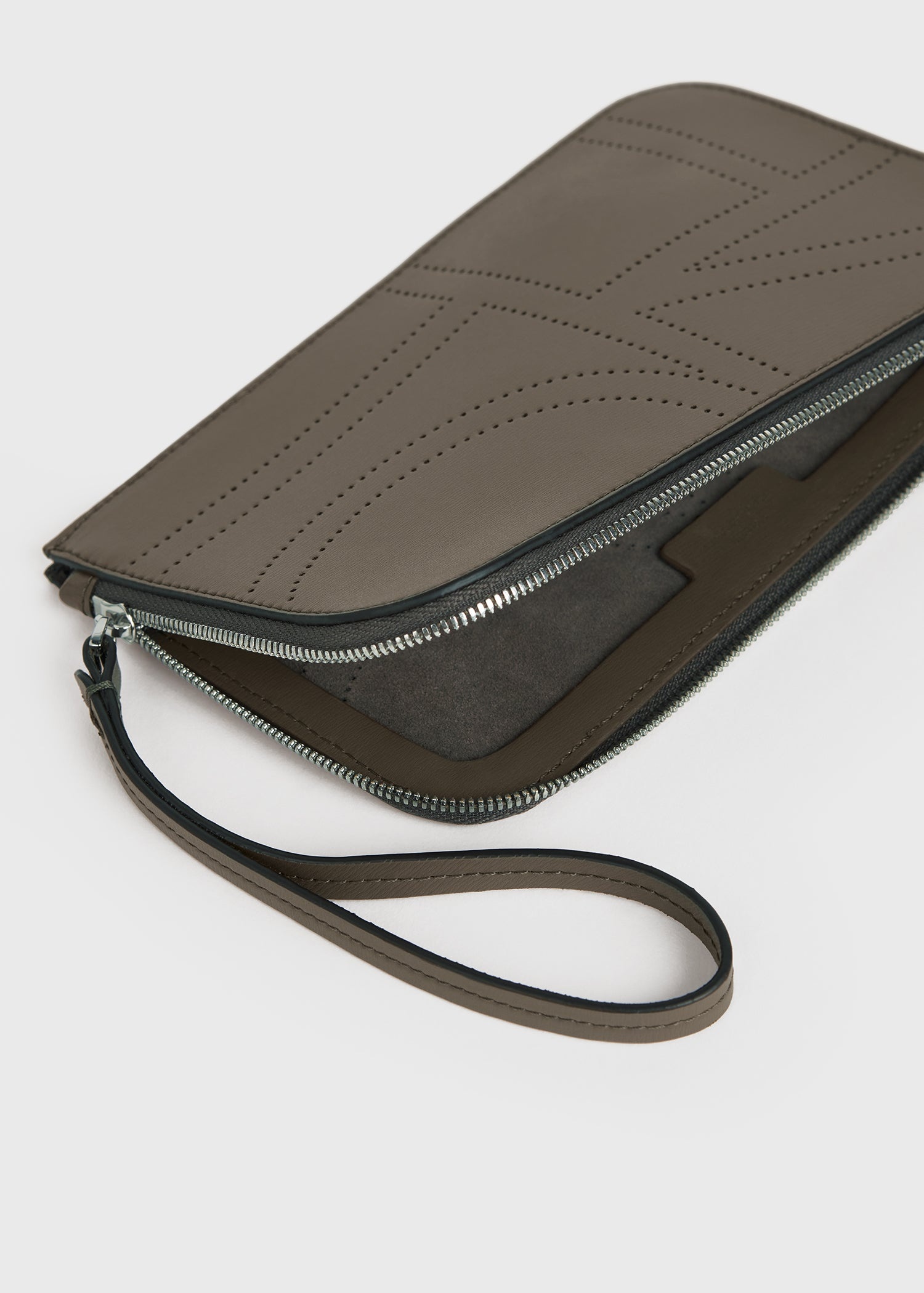 Monogram leather wristlet pouch ash - 5