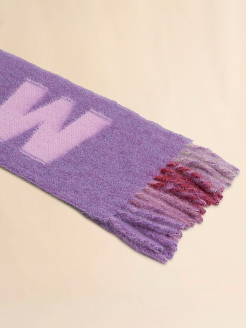 PURPLE MOHAIR AND WOOL SCARF WITH MAXI LOGO - 3