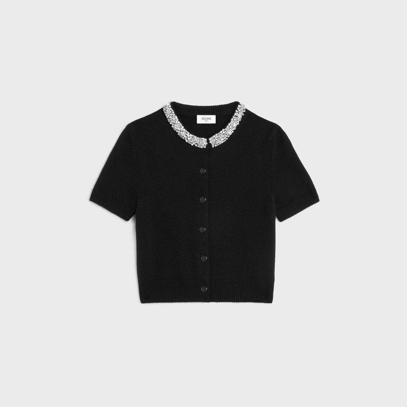 Embroidered cropped cardigan in cashmere 1