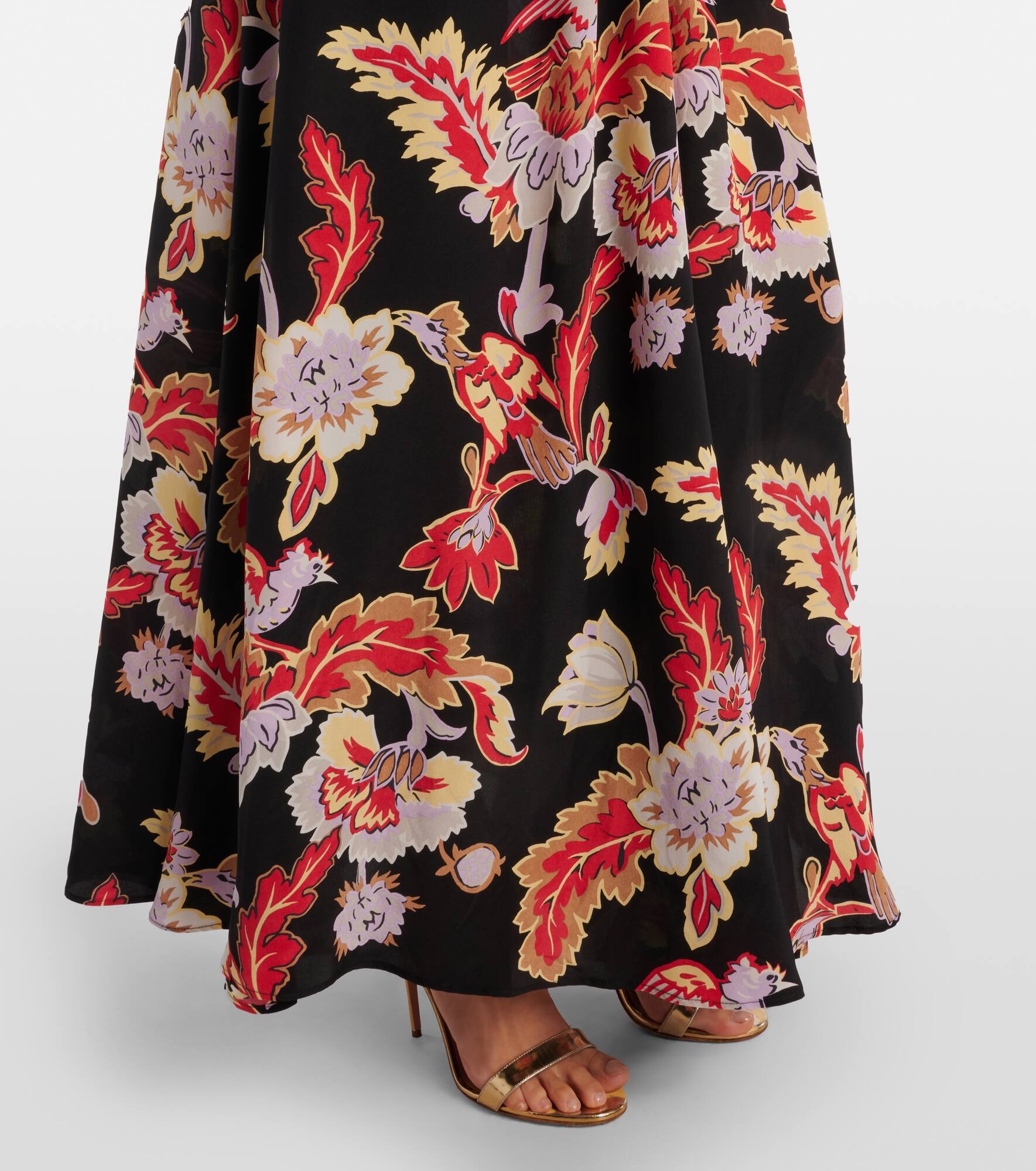 Printed shirred silk maxi dress - 5