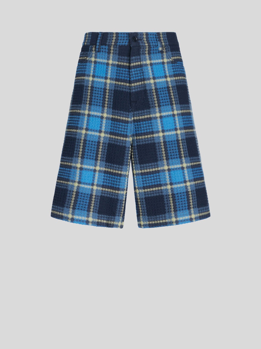 CHECK JACQUARD BERMUDA SHORTS - 1
