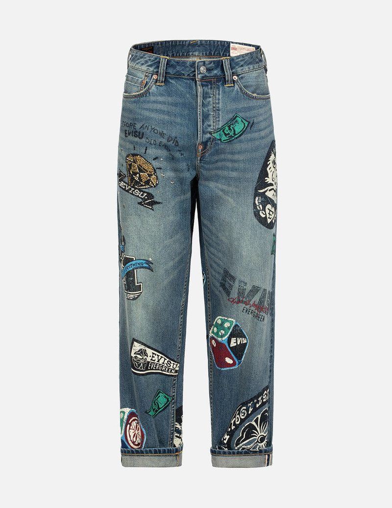EVISU Take A Chance Print Relax Fit Jeans outlook