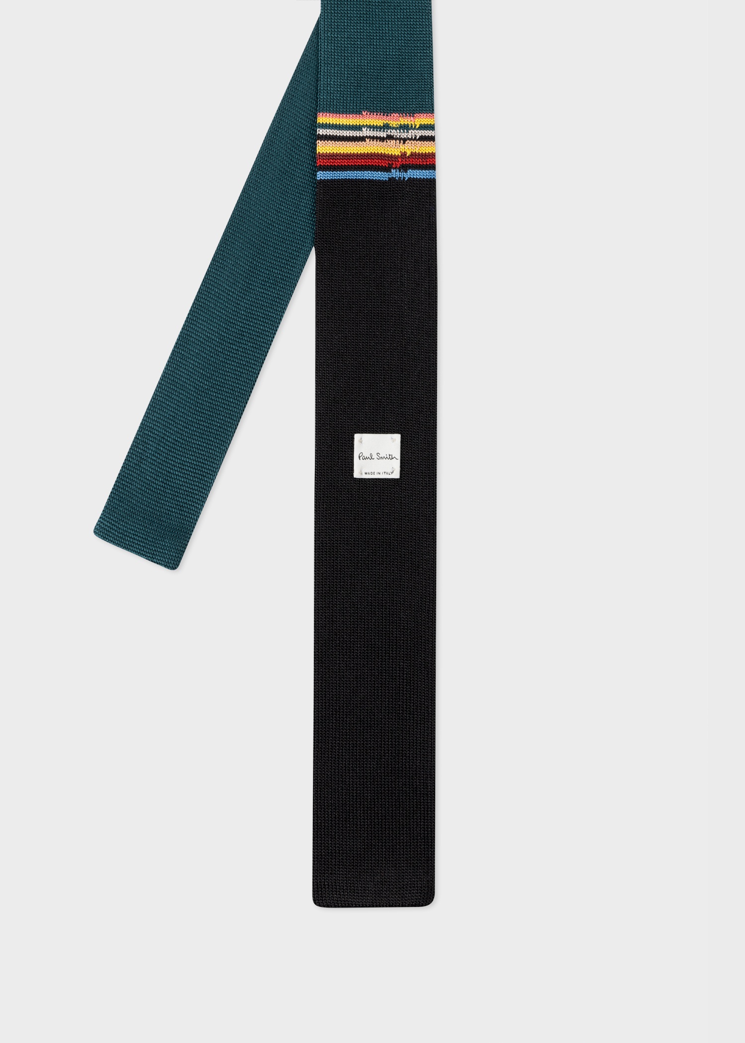 Black Silk Knitted 'Signature Stripe' Tie - 2