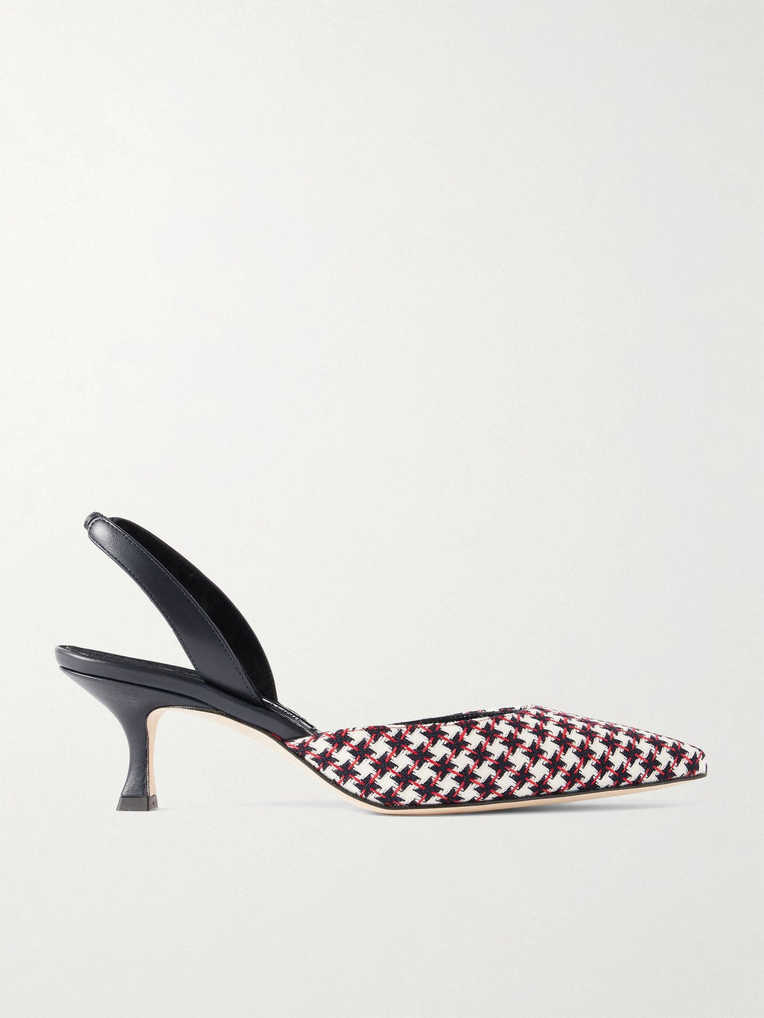 Carolyne 50 houndstooth wool-tweed slingback pumps White - 1