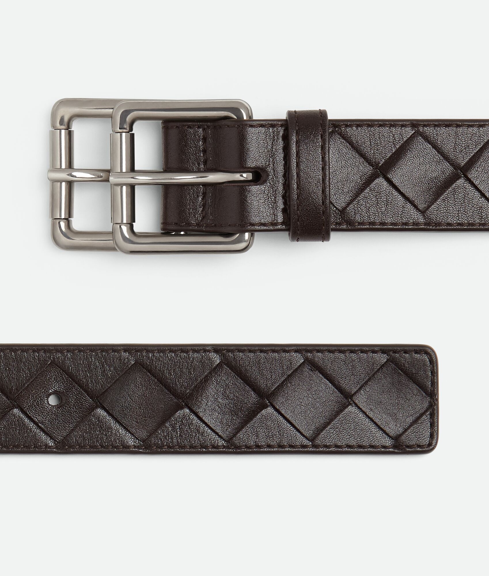 intrecciato double buckle belt - 4