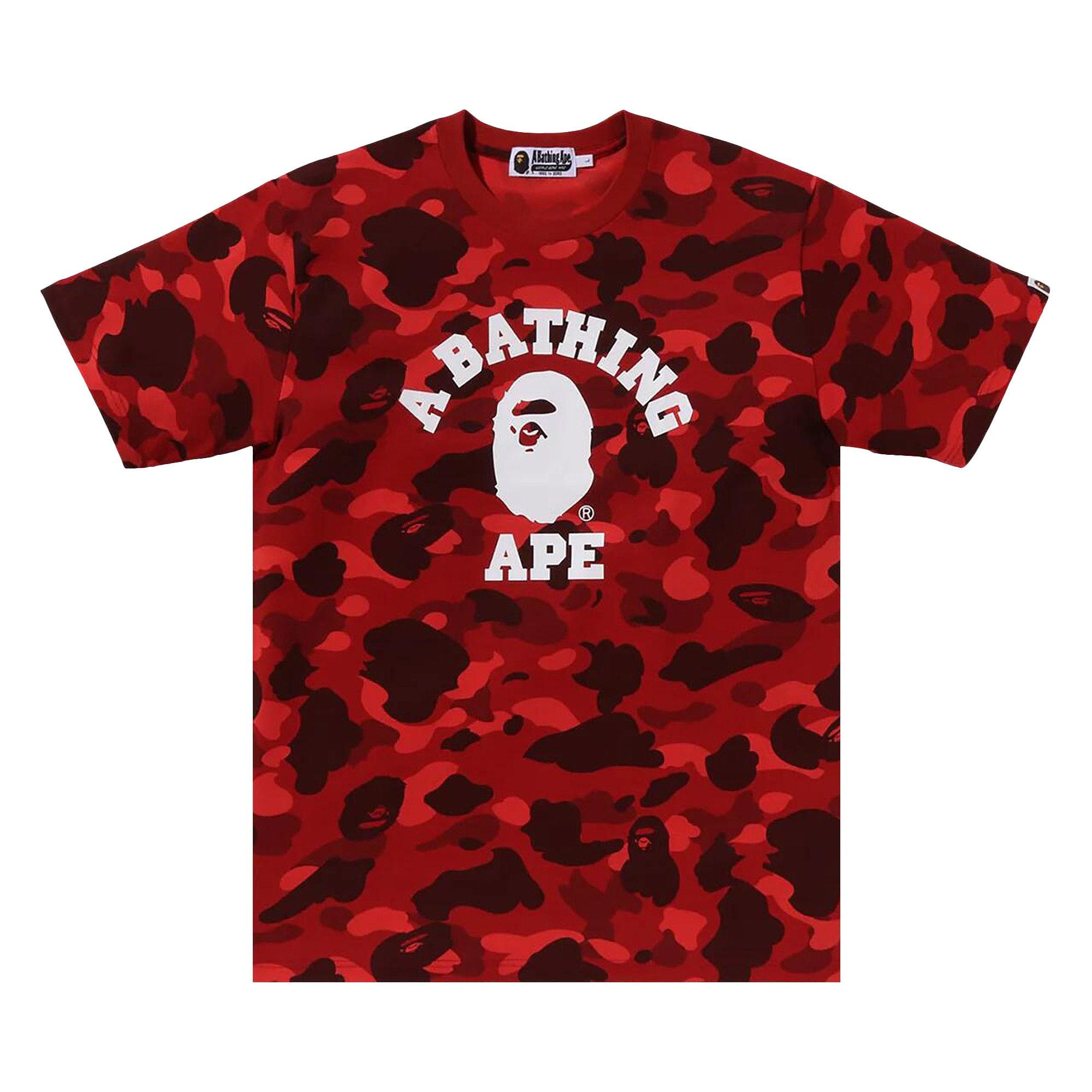 BAPE Color Camo College Tee 'Red' - 1