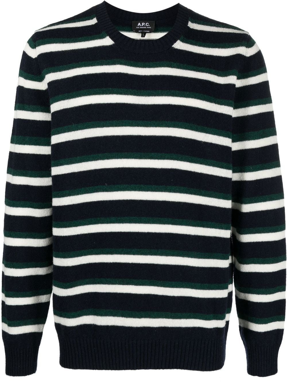 striped fine-knit jumper - 1