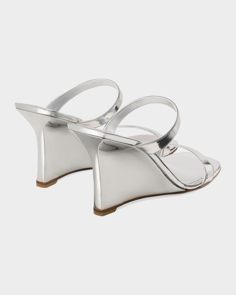 Stuart Weitzman 85mm Vinnie Metallic Leather Wedges outlook
