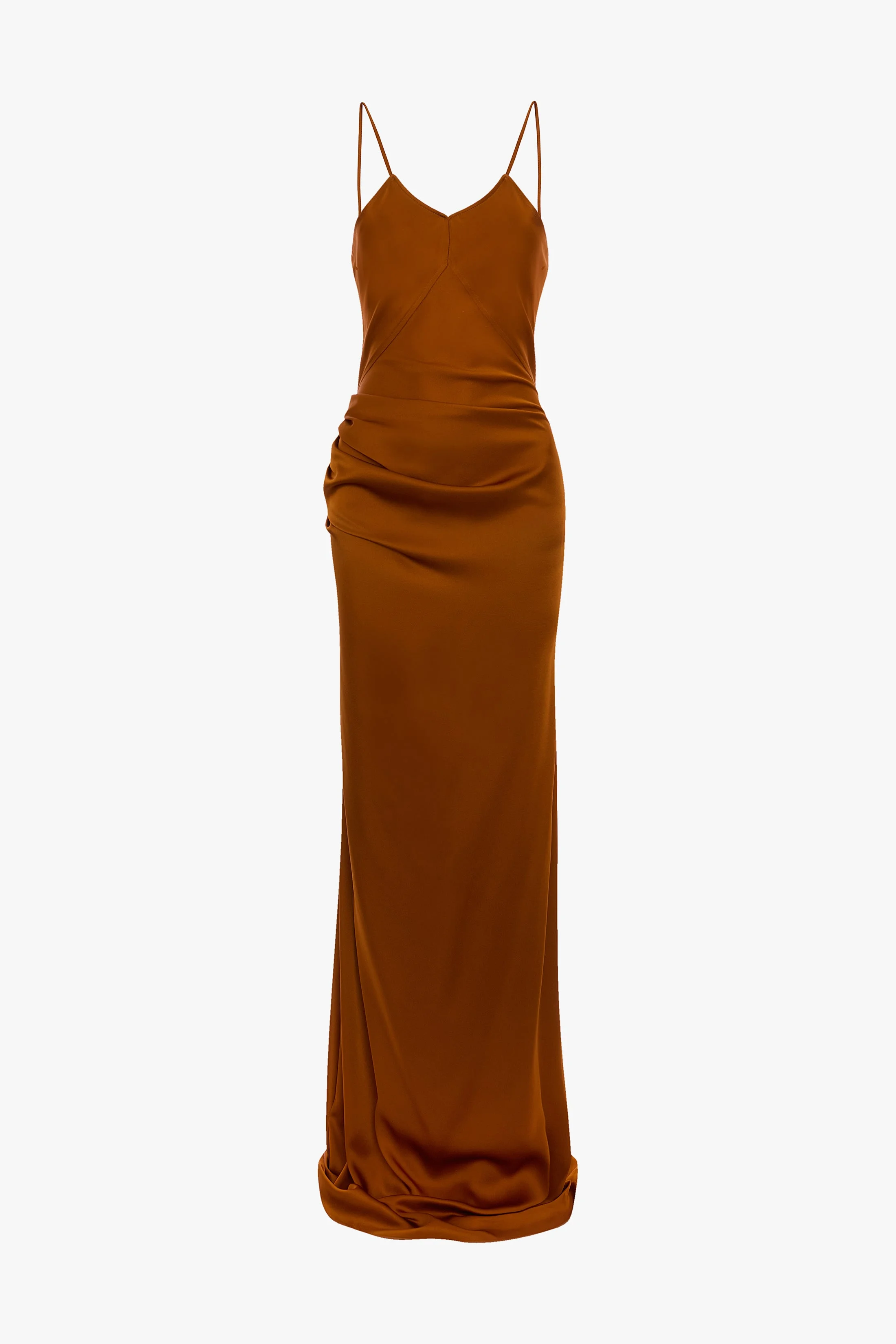 Draped Cami Floor-Length Dress In Bronze - 1