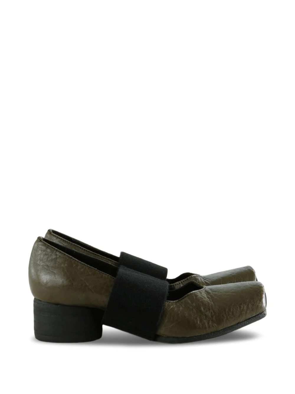 elasticated-strap square-toe ballet flats - 1