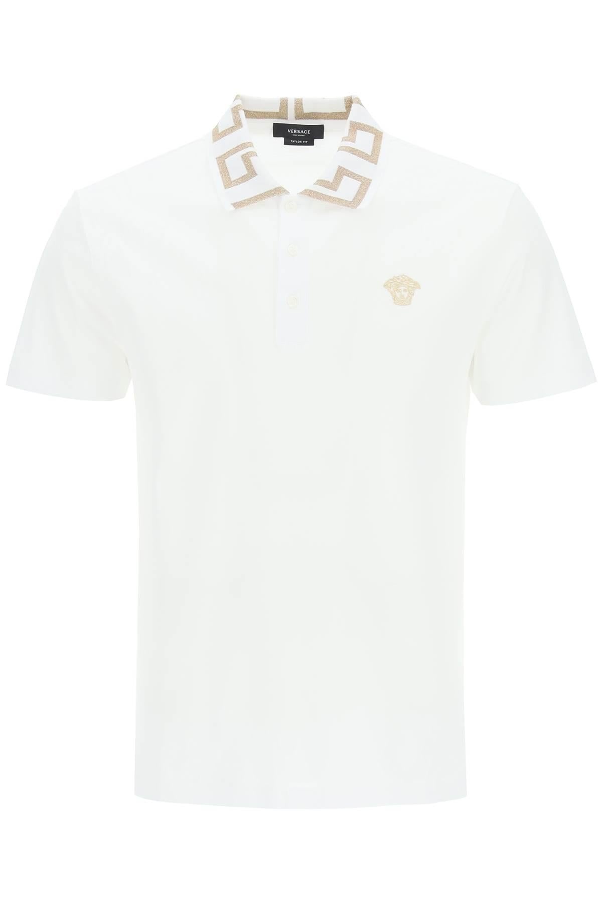 VERSACE TAYLOR FIT POLO SHIRT WITH GRECA COLLAR - 1