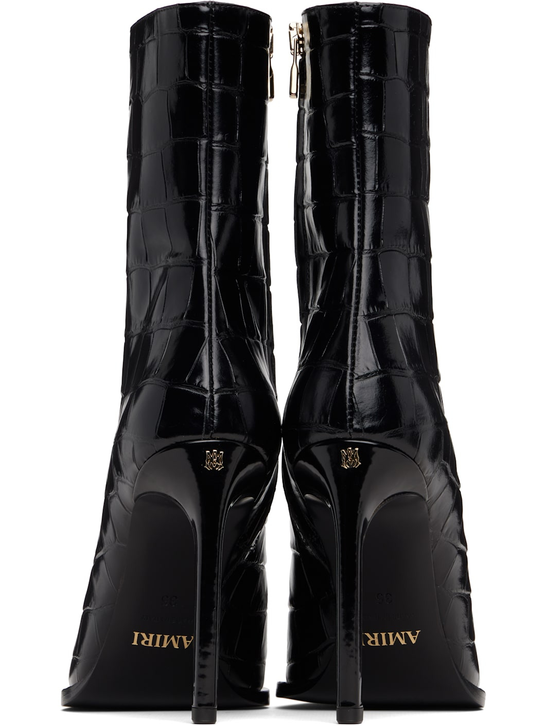 Black Croc 'MA' Stiletto Boots - 2