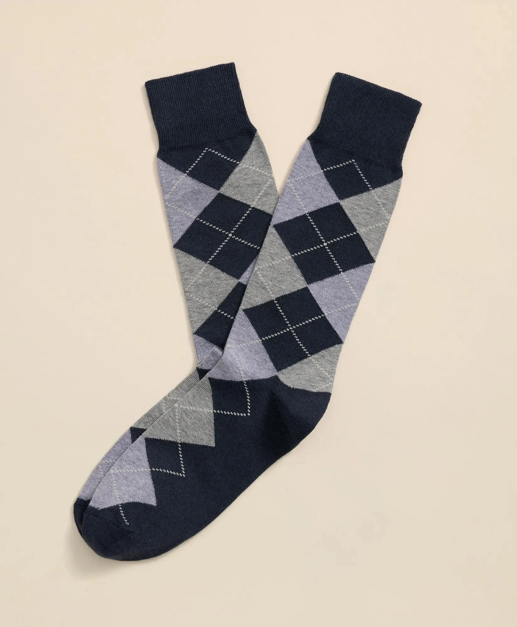 Cotton Blend Argyle Socks - 1