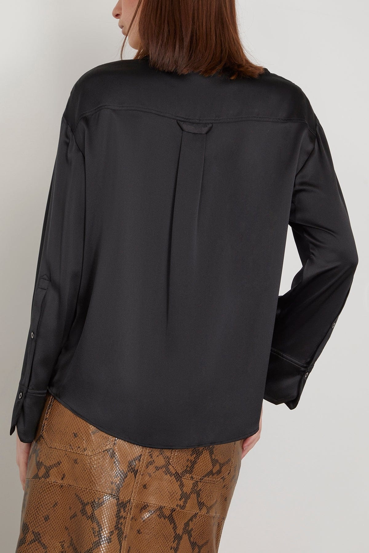 Shiny Statement Casual Shirt in Pure Black - 4