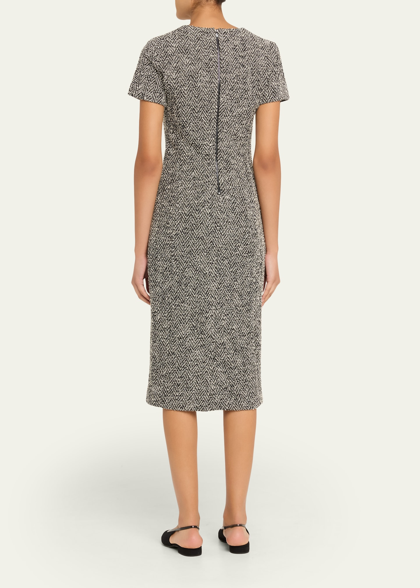 Boucle Jersey Short-Sleeve Midi Dress - 3