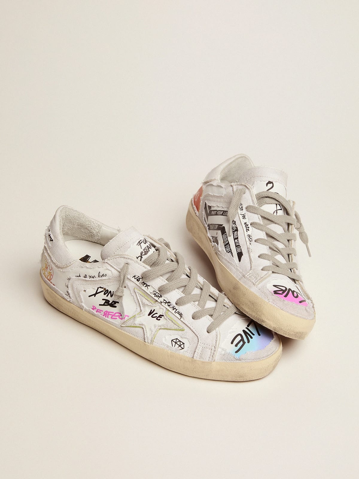 Super-Star Dream Maker sneakers in white color with reverse construction and hidden multicolor detai - 2