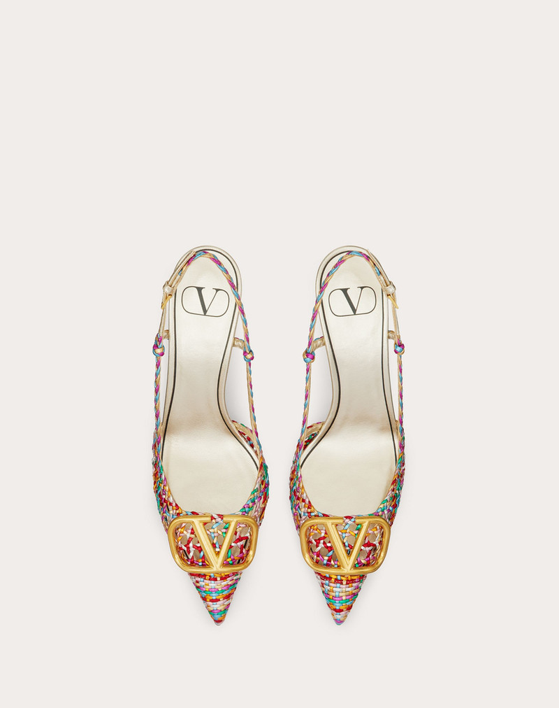 VLOGO SIGNATURE SLINGBACK PUMP IN WOVEN METALLIC NAPPA 80 MM 4