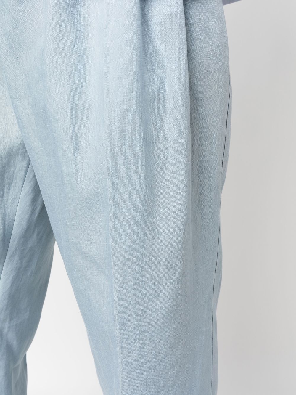 tapered-leg linen trousers - 5