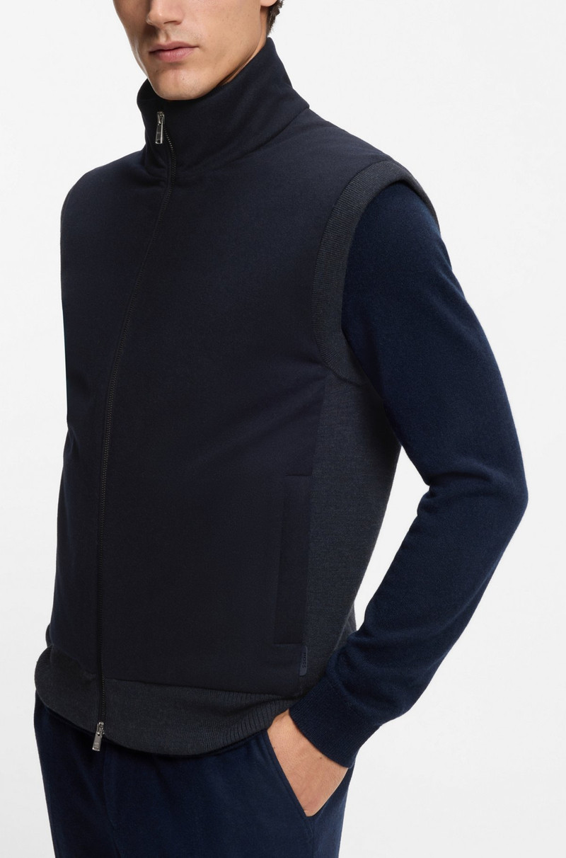 FLANNEL GILET WITH RIBBED TRIMS 3